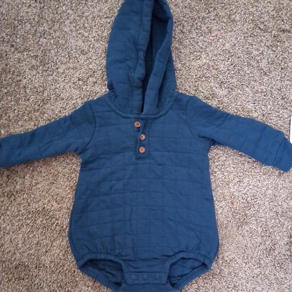 Carter's Navy Blue Quilted Hooded One-Piece Bodysuit